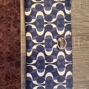 Coach Blue and Cream Patterned Wallet